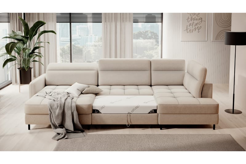 Berrto Sofa med Divan og Chaiselong 5-Pers. - Beige - Møbler - Sofaer - U Sofa