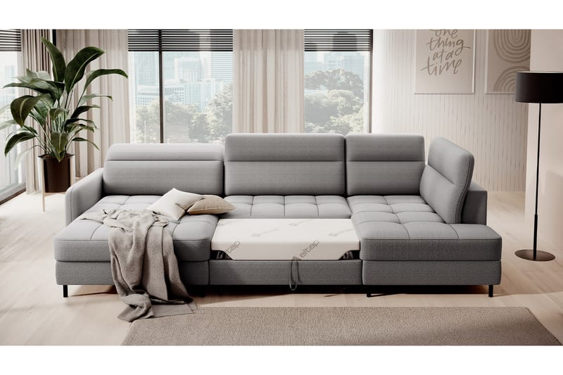 Berrto Sofa med Divan og Chaiselong 5-Pers. - Lysgrå - Møbler - Sofaer - U Sofa