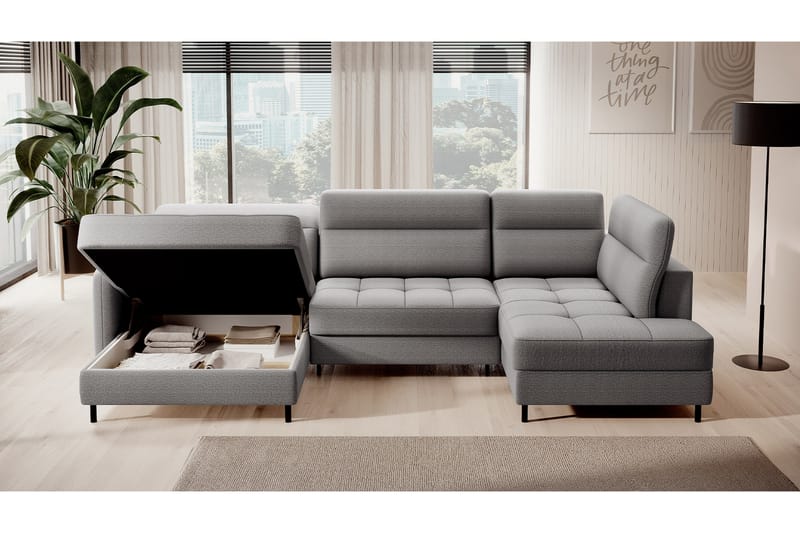 Berrto Sofa med Divan og Chaiselong 5-Pers. - Lysgrå - Møbler - Sofaer - U Sofa