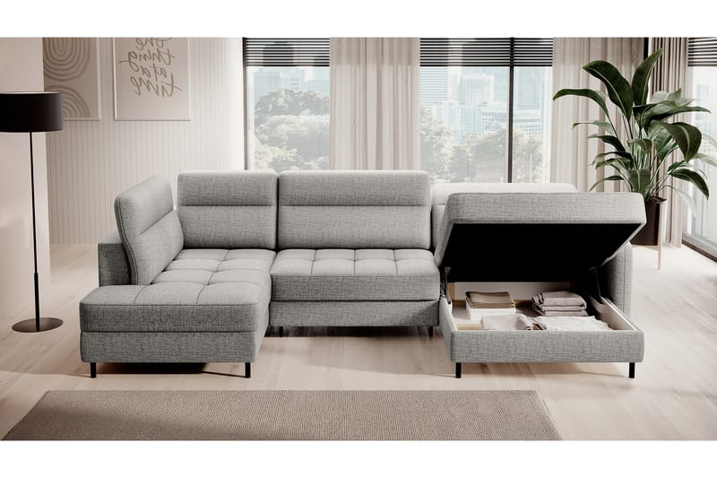 Berrto Sofa med Divan og Chaiselong 5-Pers. - Grå - Møbler - Sofaer - U Sofa