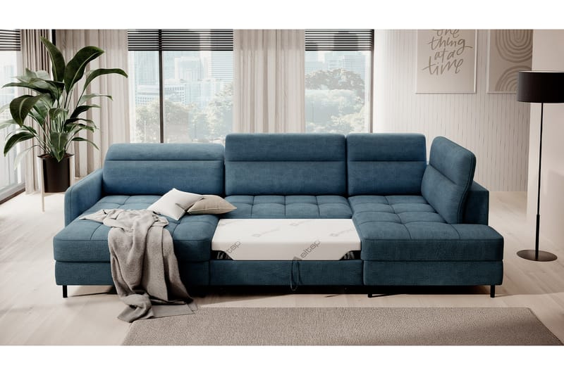 Berrto Sofa med Divan og Chaiselong 5-Pers. - Blå - Møbler - Sofaer - U Sofa