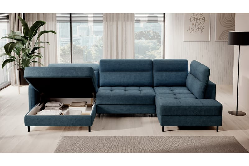 Berrto Sofa med Divan og Chaiselong 5-Pers. - Blå - Møbler - Sofaer - U Sofa