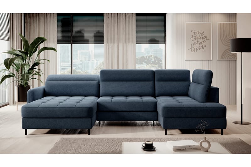 Berrto Sofa med Divan og Chaiselong 5-Pers. - Blå - Møbler - Sofaer - U Sofa