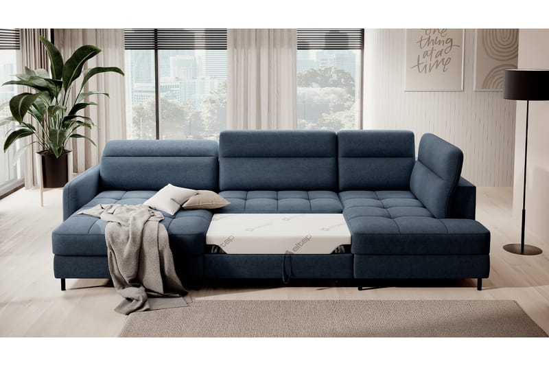 Berrto Sofa med Divan og Chaiselong 5-Pers. - Blå - Møbler - Sofaer - U Sofa