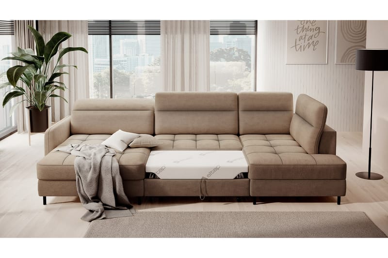 Berrto Sofa med Divan og Chaiselong 5-Pers. - Beige - Møbler - Sofaer - U Sofa