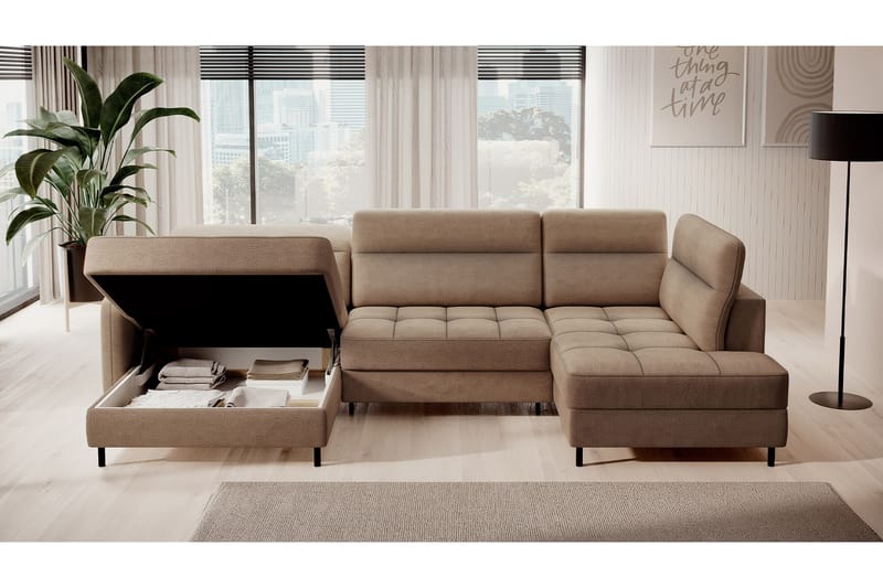 Berrto Sofa med Divan og Chaiselong 5-Pers. - Beige - Møbler - Sofaer - U Sofa