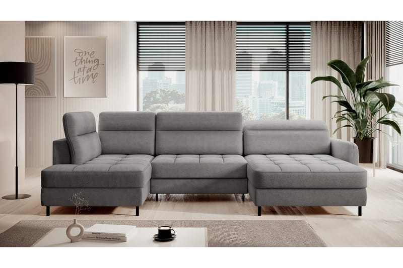 Berrto Sofa med Divan og Chaiselong 5-Pers. - Lysgrå - Møbler - Sofaer - U Sofa