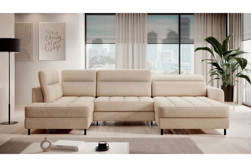 Berrto Sofa med Divan og Chaiselong 5-Pers. - Beige - Møbler - Sofaer - U Sofa