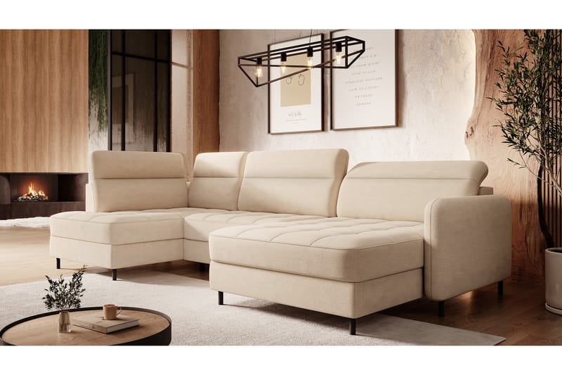 Berrto Sofa med Divan og Chaiselong 5-Pers. - Beige - Møbler - Sofaer - U Sofa