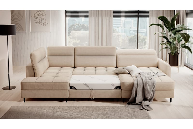 Berrto Sofa med Divan og Chaiselong 5-Pers. - Beige - Møbler - Sofaer - U Sofa