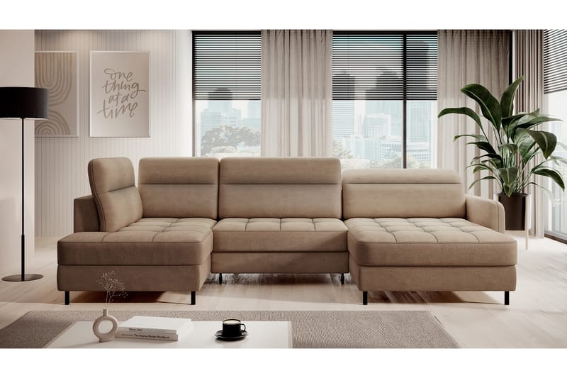 Berrto Sofa med Divan og Chaiselong 5-Pers. - Beige - Møbler - Sofaer - U Sofa