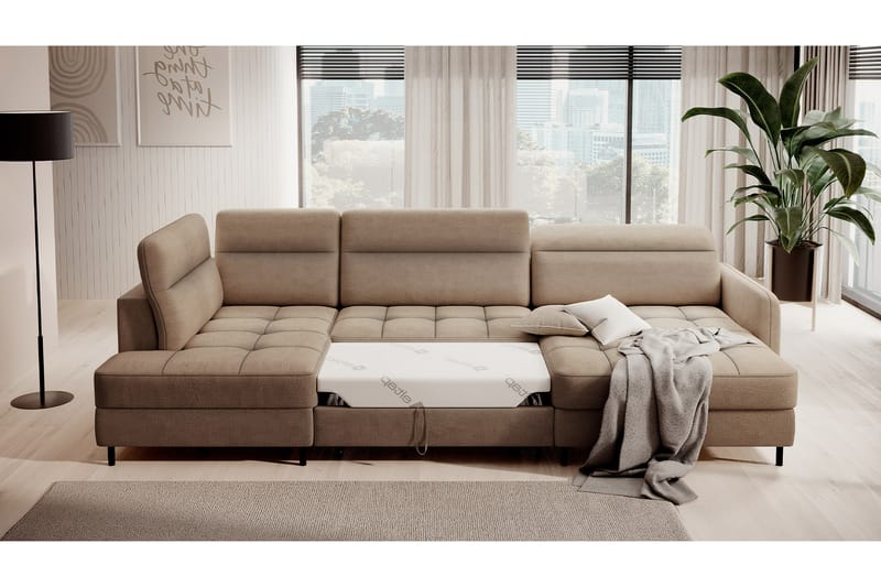 Berrto Sofa med Divan og Chaiselong 5-Pers. - Beige - Møbler - Sofaer - U Sofa