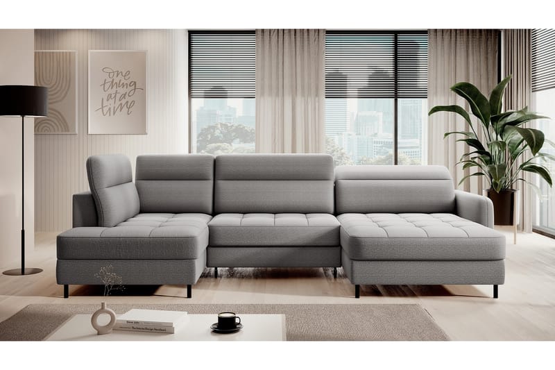 Berrto Sofa med Divan og Chaiselong 5-Pers. - Lysgrå - Møbler - Sofaer - U Sofa