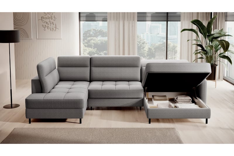 Berrto Sofa med Divan og Chaiselong 5-Pers. - Lysgrå - Møbler - Sofaer - U Sofa