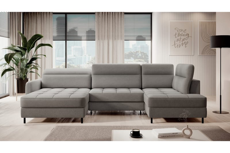 Berrto Sofa med Divan og Chaiselong 5-Pers. - Lysgrå - Møbler - Sofaer - U Sofa