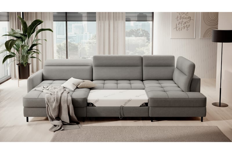 Berrto Sofa med Divan og Chaiselong 5-Pers. - Lysgrå - Møbler - Sofaer - U Sofa