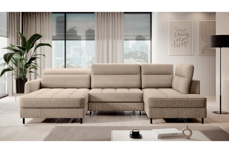 Berrto Sofa med Divan og Chaiselong 5-Pers. - Beige - Møbler - Sofaer - U Sofa