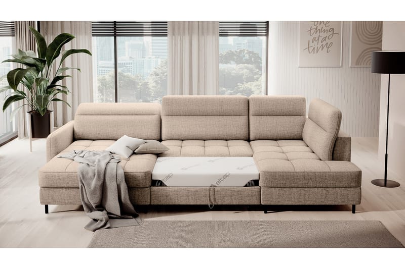 Berrto Sofa med Divan og Chaiselong 5-Pers. - Beige - Møbler - Sofaer - U Sofa