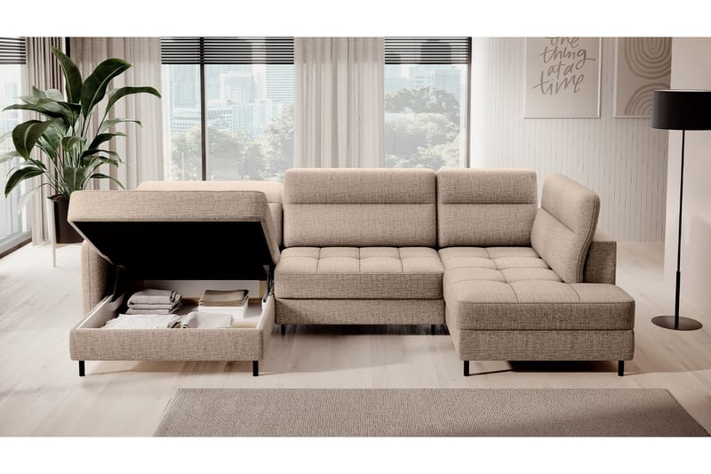 Berrto Sofa med Divan og Chaiselong 5-Pers. - Beige - Møbler - Sofaer - U Sofa