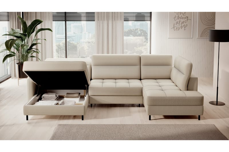 Berrto Sofa med Divan og Chaiselong 5-Pers. - Beige - Møbler - Sofaer - U Sofa