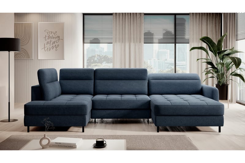 Berrto Sofa med Divan og Chaiselong 5-Pers. - Blå - Møbler - Sofaer - U Sofa