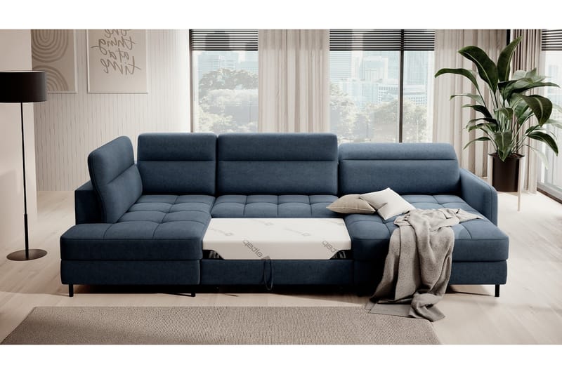 Berrto Sofa med Divan og Chaiselong 5-Pers. - Blå - Møbler - Sofaer - U Sofa