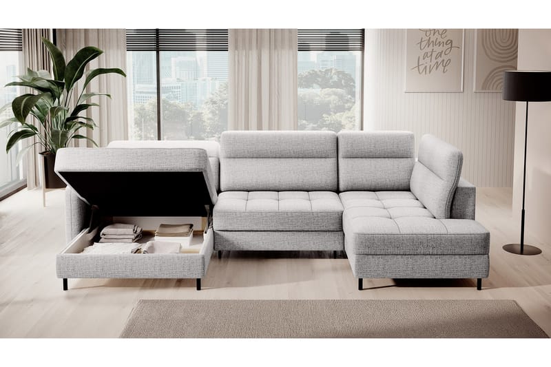 Berrto Sofa med Divan og Chaiselong 5-Pers. - Lysgrå - Møbler - Sofaer - U Sofa