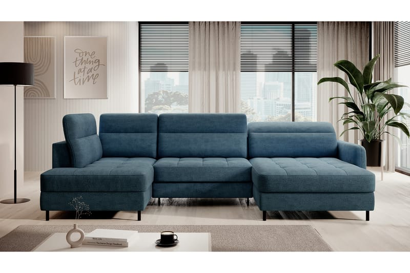 Berrto Sofa med Divan og Chaiselong 5-Pers. - Blå - Møbler - Sofaer - U Sofa