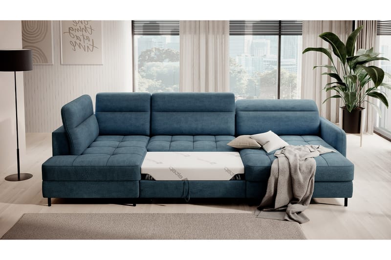 Berrto Sofa med Divan og Chaiselong 5-Pers. - Blå - Møbler - Sofaer - U Sofa