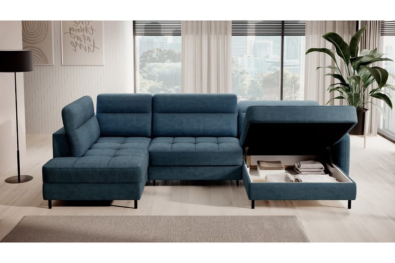 Berrto Sofa med Divan og Chaiselong 5-Pers. - Blå - Møbler - Sofaer - U Sofa