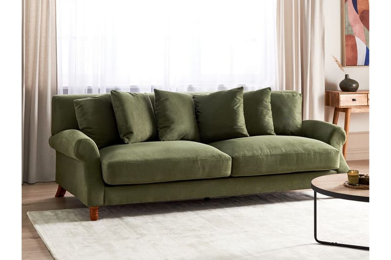 Bijan Sofa 3-personers - Grøn/Mørkt træ - Møbler - Sofaer - 3 personers sofa