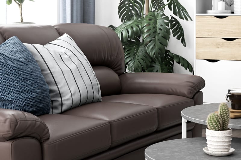 Lindby 3-Pers. Sofa Kunstlæder - Brun - Møbler - Sofaer - Recliner sofaer - 3 personers biograsofa & reclinersofa