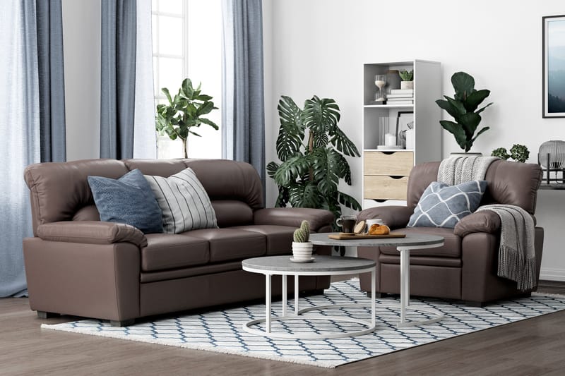 Lindby 3-Pers. Sofa Kunstlæder - Brun - Møbler - Sofaer - Recliner sofaer - 3 personers biograsofa & reclinersofa