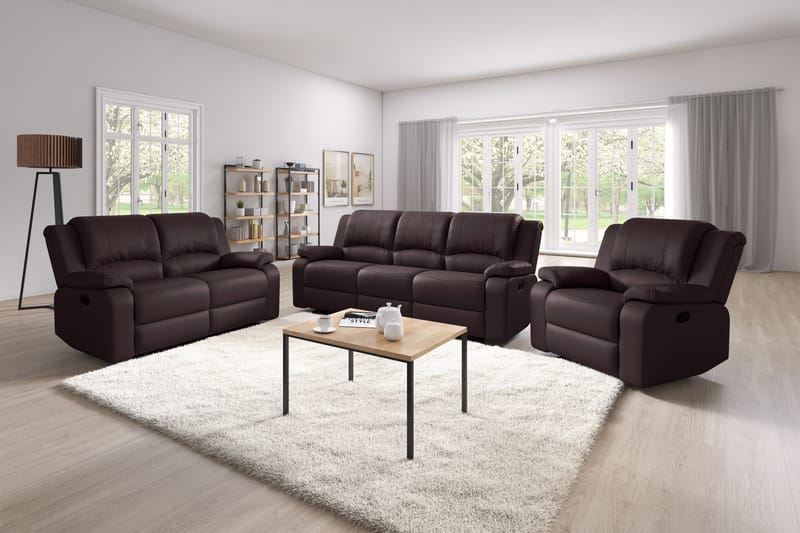 Norbo Reclinersofa 3-personers Kunstlæder - Brun - Møbler - Sofaer - Recliner sofaer - 3 personers biograsofa & reclinersofa