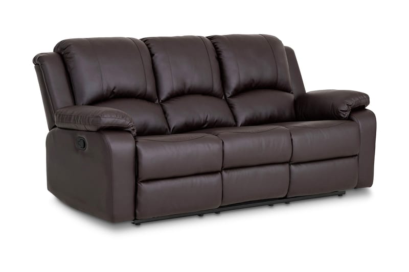 Norbo Reclinersofa 3-personers Kunstlæder - Brun - Møbler - Sofaer - Recliner sofaer - 3 personers biograsofa & reclinersofa