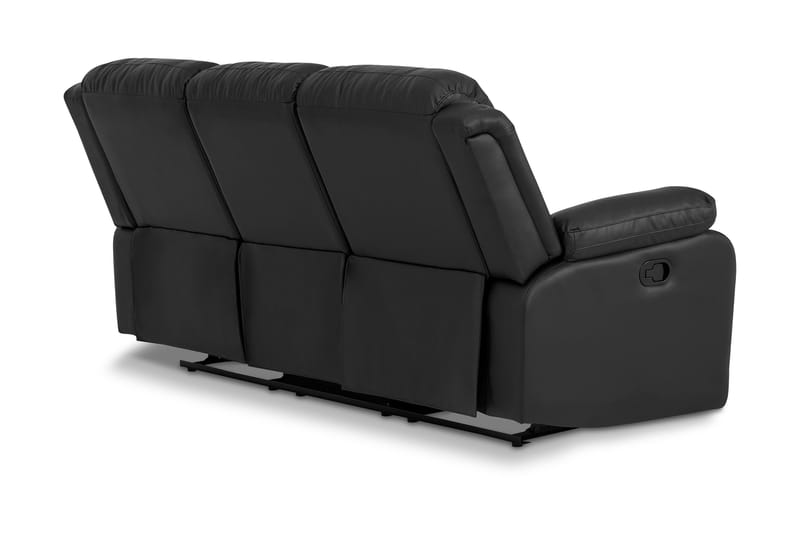 Norbo Komfortabel Reclinersofa 3-personers Kunstlæder - Sort - Møbler - Sofaer - Recliner sofaer - 3 personers biograsofa & reclinersofa