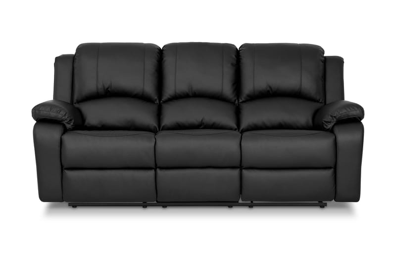 Norbo Komfortabel Reclinersofa 3-personers Kunstlæder - Sort - Møbler - Sofaer - Recliner sofaer - 3 personers biograsofa & reclinersofa