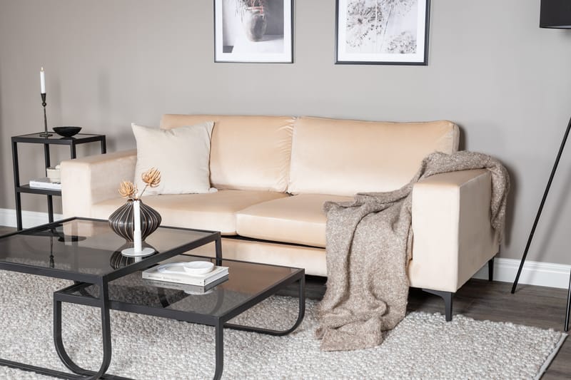 Bloom Fløjlssofa 3-personers - Beige - Møbler - Sofaer - 3 personers sofa