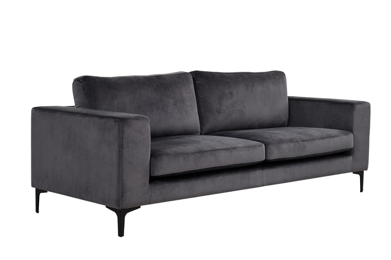 Bloom Fløjlssofa 3-personers - Mørkegrå - Møbler - Sofaer - 3 personers sofa