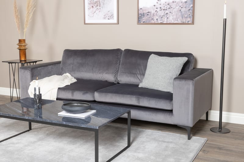 Bloom Fløjlssofa 3-personers - Mørkegrå - Møbler - Sofaer - 3 personers sofa