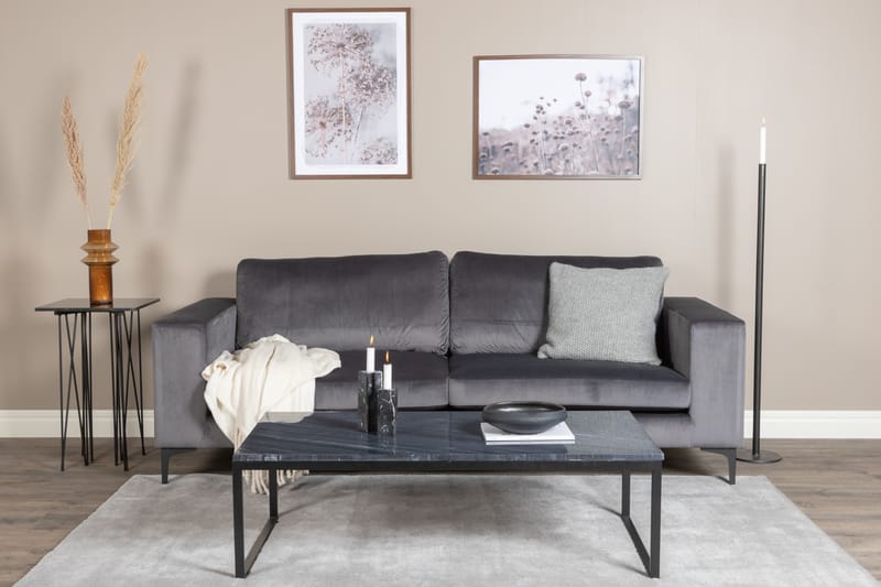 Bloom Fløjlssofa 3-personers - Mørkegrå - Møbler - Sofaer - 3 personers sofa