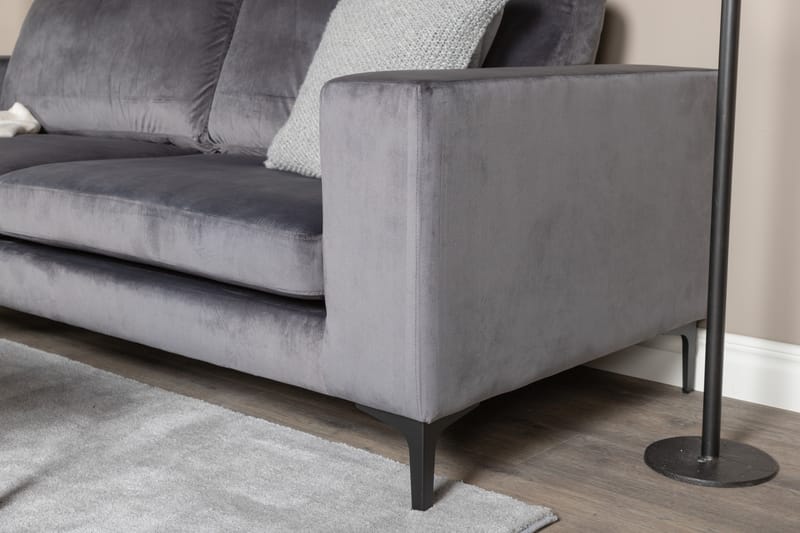 Bloom Fløjlssofa 3-personers - Mørkegrå - Møbler - Sofaer - 3 personers sofa