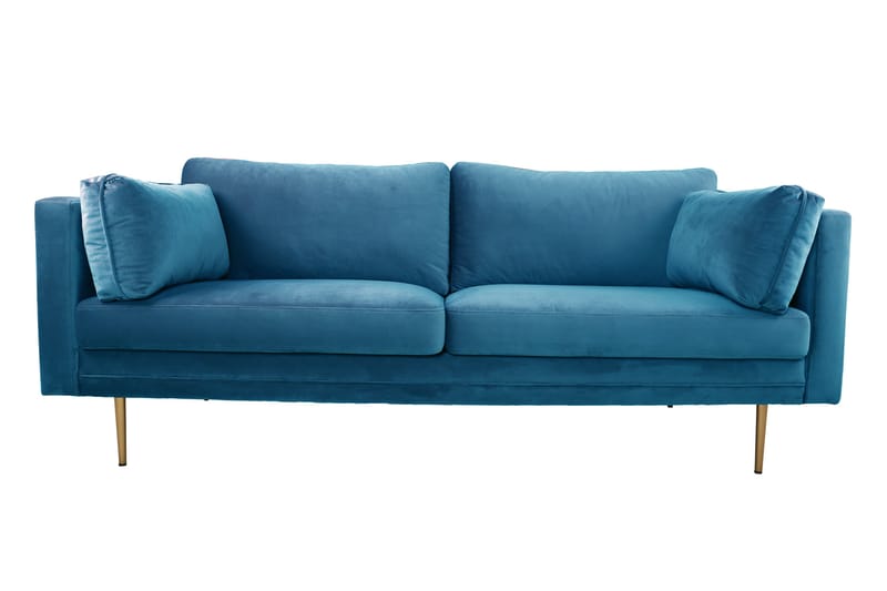 Boom Fløjlssofa 3-personers - Blå - Møbler - Sofaer - 3 personers sofa