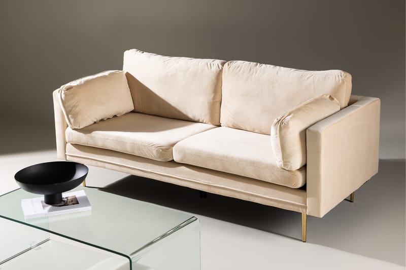 Boom Fløjlssofa 3-personers - Beige - Møbler - Sofaer - 3 personers sofa