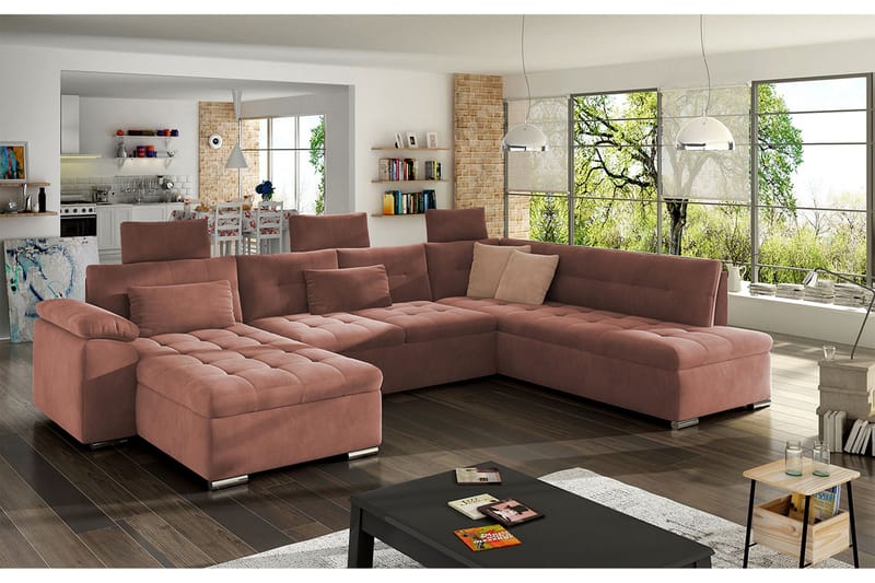 Borgstena Sofa med Divan og Sjeselong 4-seter - Brun/Beige - Møbler - Sofaer - U Sofa