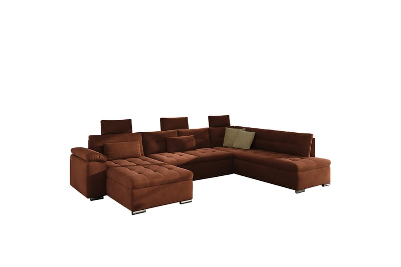 Borgstena Sofa med Divan og Sjeselong 4-seter - Brun/Beige - Møbler - Sofaer - U Sofa