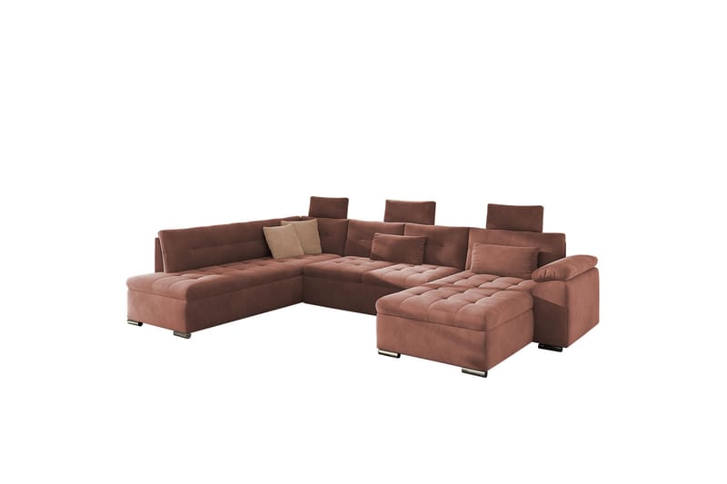 Borgstena Sofa med Divan og Sjeselong 4-seter - Brun/Beige - Møbler - Sofaer - U Sofa