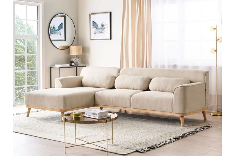 Bree Hjørnesofa 3-personers - Beige/Lyst træ - Møbler - Sofaer - Hjørnesofa