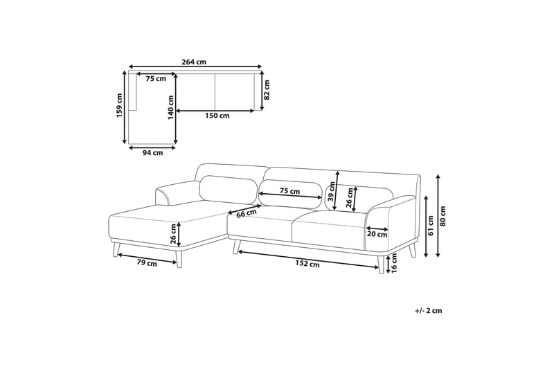 Bree Hjørnesofa 3-personers - Beige/Lyst træ - Møbler - Sofaer - Hjørnesofa