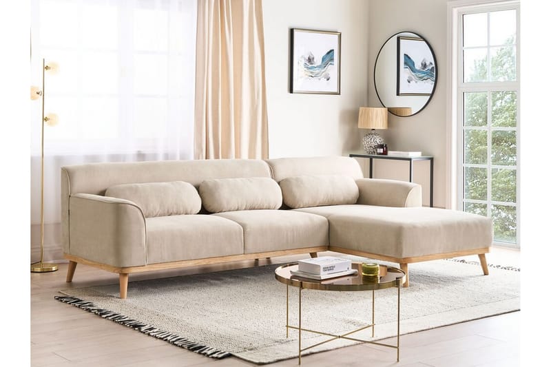 Bree Hjørnesofa 3-personers - Beige/Lyst træ - Møbler - Sofaer - Hjørnesofa